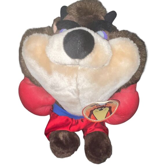 Vintage Plush Tazmanian Devil Warner Bros Boxing Glove Bedroom Decor Gift 11" - Picture 3 of 13